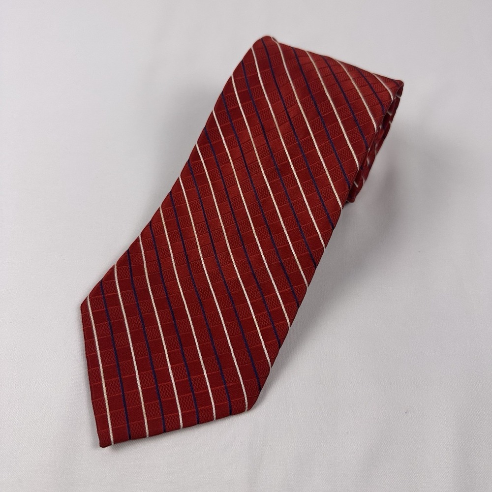 Tommy Hilfiger Silk Tie Vintage Red White Blue Diagonal Stripe NWT USA